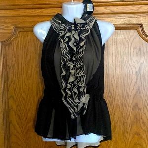 NEW Neiman Marcus ruffled top. Top black layer is sheer, but there’s layer under